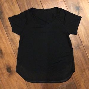LULULEMON FLOWY BLACK WORKOUT SHIRT WITH SHEER